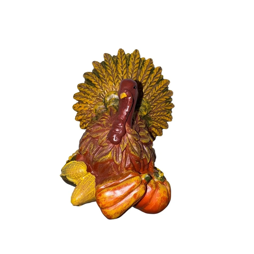 Unbranded Turkey Figurine Small Multicolor Resin Harvest Pumpkins Thanksgiving